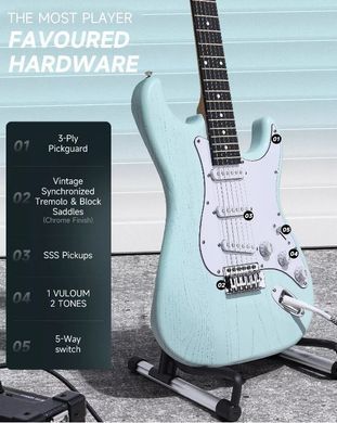 Электрогитара DONNER DST-80 Surf Green - комплект
