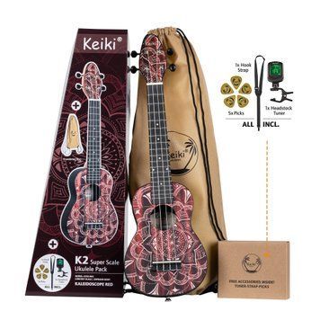 Укулеле сопрано Ortega Keiki Pack K2SS-RKC Sopano Super Scale Red kalei