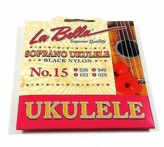 Струни для укулеле La Bella 15 Soprano Ukulele, Black Nylon