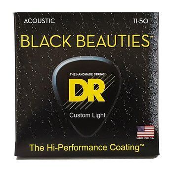 Струни для акустичної гітари DR BKA-11 BLACK BEAUTIES Acoustic - Custom Light