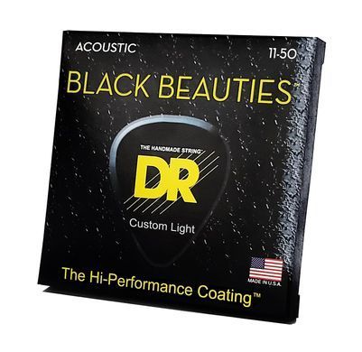 Струни для акустичної гітари DR BKA-11 BLACK BEAUTIES Acoustic - Custom Light