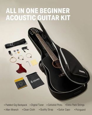 Акустична гітара DONNER Acoustic Guitar Cutaway Black (Комплект)